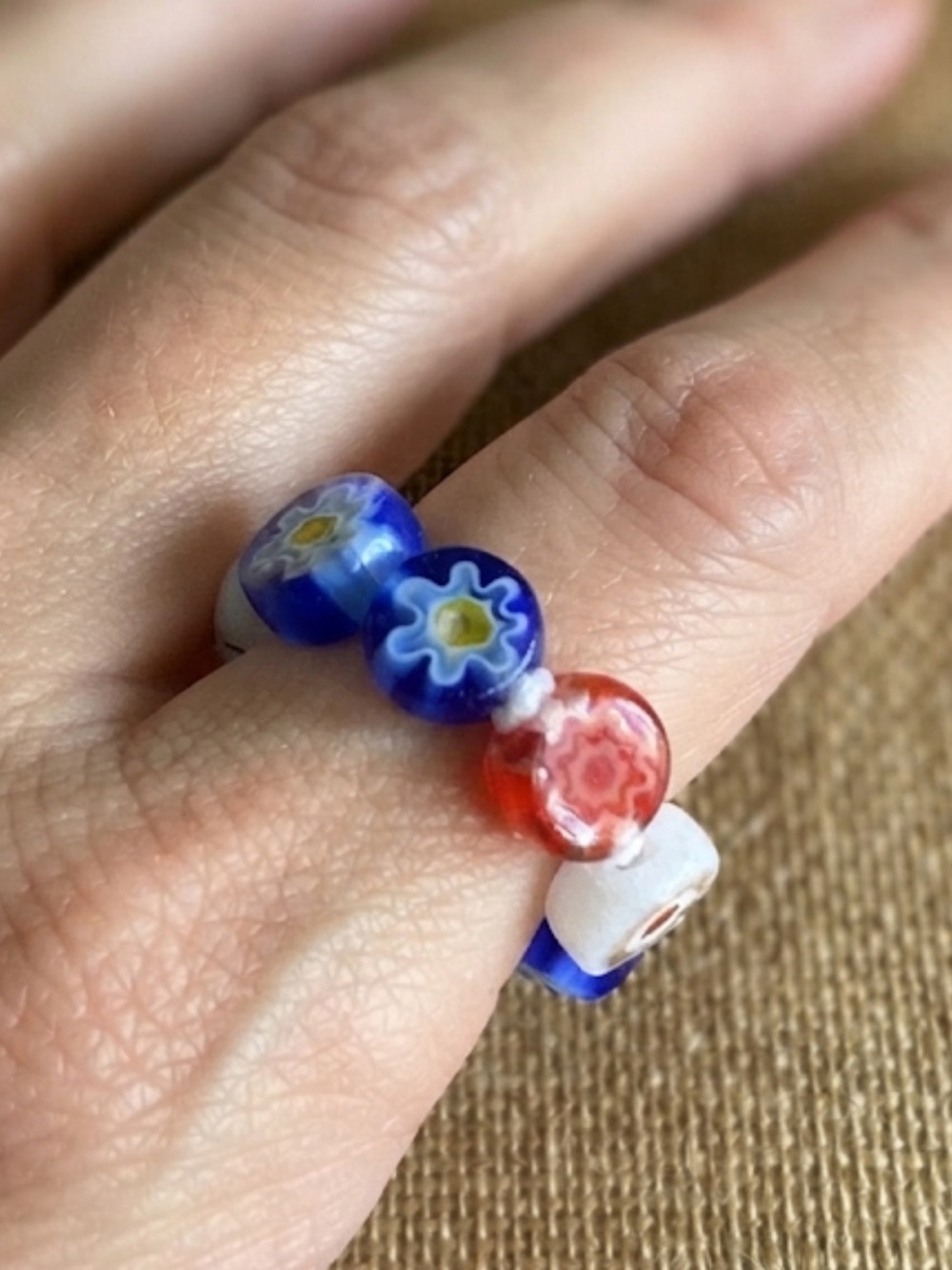 Colorful Millefiori Glass Bead Ring – Multicolor